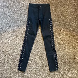 Lace-up Black Skinny Jeans